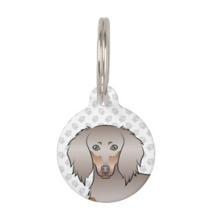Placa Para Mascotas Cabeza de perro Dachshund lindo de pelo largo Isab