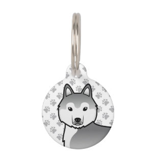 Placa Para Mascotas Cabeza de perro de dibujos animados de Husky Siber