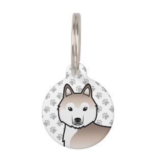 Placa Para Mascotas Cabeza de perro de dibujos animados Husky Siberian