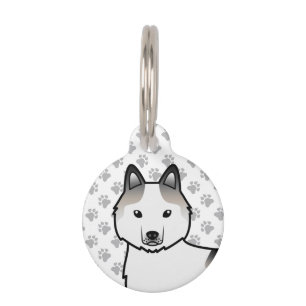 Placa Para Mascotas Cabeza de perro de dibujos animados Husky Siberian