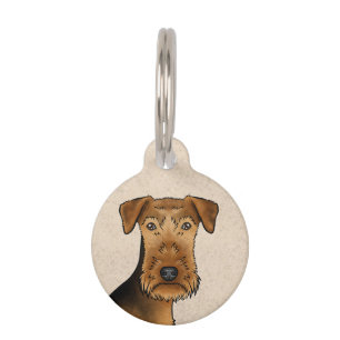 Placa Para Mascotas Cabeza de perro de dibujos animados lindo Airedale