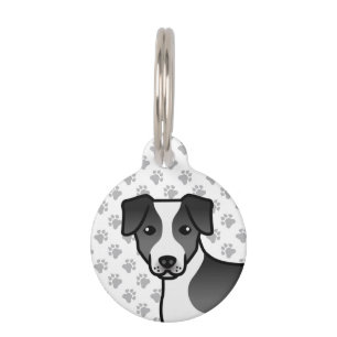 Placa Para Mascotas Cabeza de perro de granja danés-sueco blanco y neg