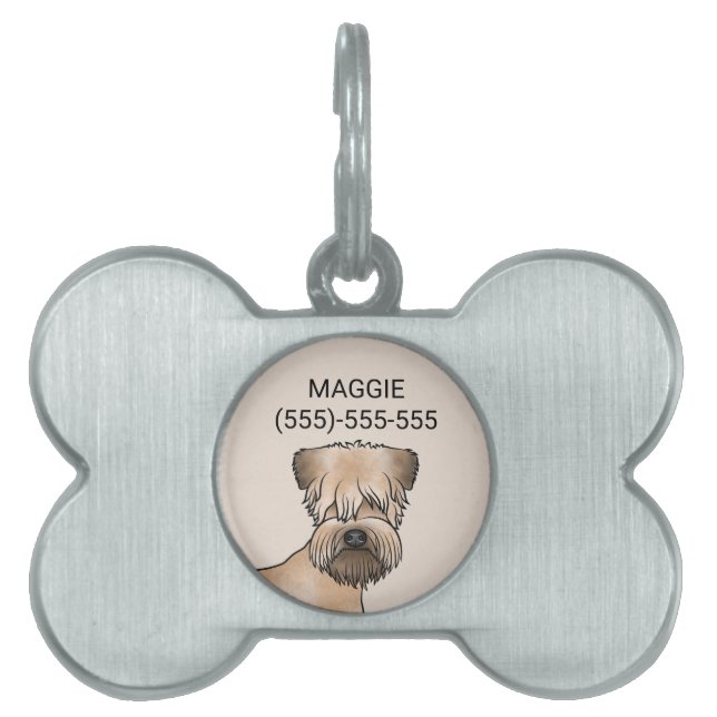 Placa Para Mascotas Cabeza de perro de raza Terrier de trigo de capa s (Frente)