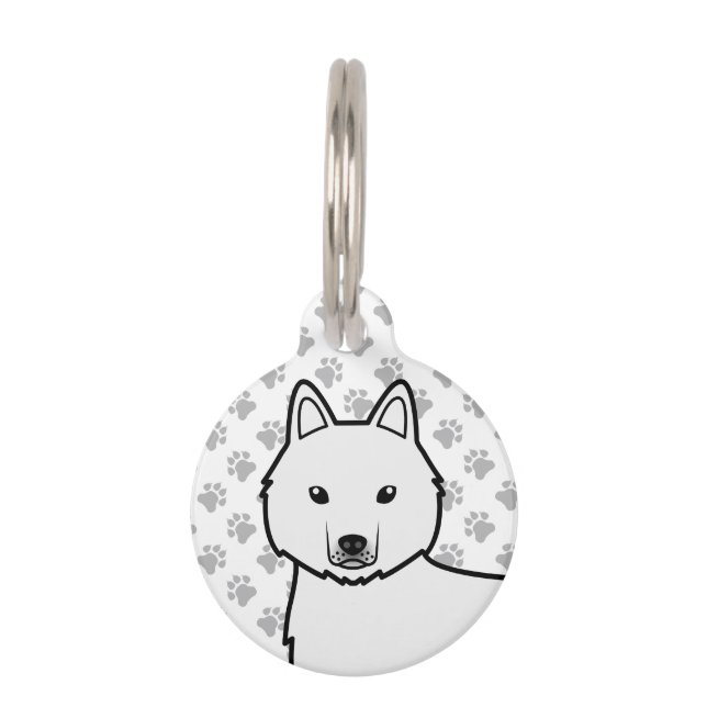 Placa Para Mascotas Cabeza de perro del Husky Siberiano blanco (Anverso)
