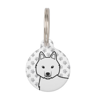 Placa Para Mascotas Cabeza de perro dibujado de Husky Siberiano Blanco