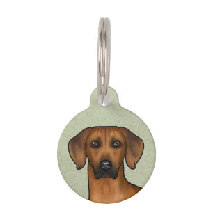Placa Para Mascotas Cabeza de perro león africano marrón Rhodesiano