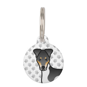 Placa Para Mascotas Cabeza de perro lindo de Fox Terrier liso tricolor