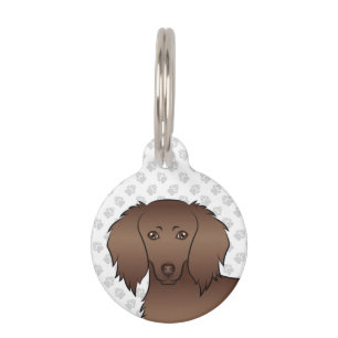 Placa Para Mascotas Cabeza de perro salchicha de pelo largo de chocola