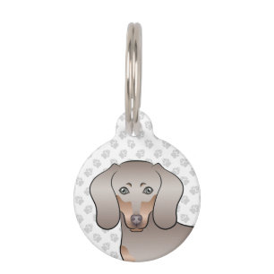 Placa Para Mascotas Cabeza de perro salchicha Isabella y Tan con pelaj