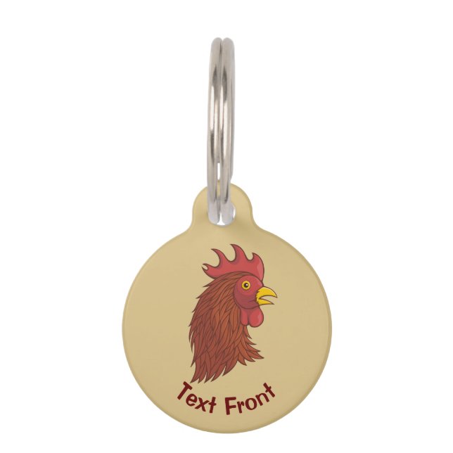 Placa Para Mascotas Cabeza de Rooster Rojo (Anverso)