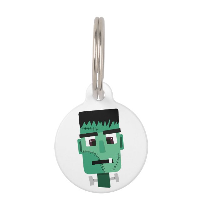 Placa Para Mascotas Cabeza del Monstruo de Frankenstein (Anverso)