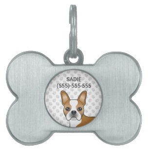 Placa Para Mascotas Cabeza y patas de perro caricatura Boston Terrier