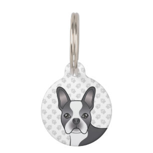 Placa Para Mascotas Cabeza y patas de perro de dibujos animados Boston
