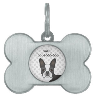 Placa Para Mascotas Cabeza y patas de perro dibujos animados Boston Te