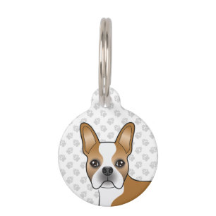 Placa Para Mascotas Cabeza y patas de perro dibujos animados Boston Te