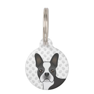 Placa Para Mascotas Cabeza y patas de perro dibujos animados Boston Te