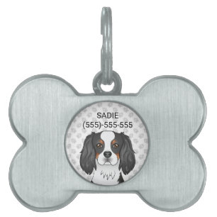 Placa Para Mascotas Cabeza y texto de Cavalier King Charles Spaniel tr
