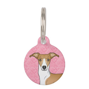 Placa Para Mascotas Cabezal de Galgo Italiano cervato y blanco Corazon