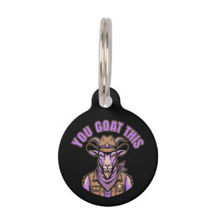 Placa Para Mascotas Cabra Vaquera Divertida Diseño Occidental Motivaci