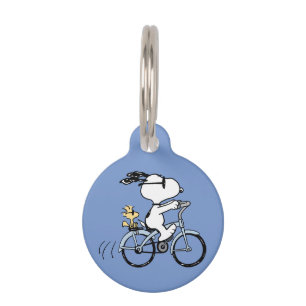 Placa Para Mascotas Cacahuetes   Bicicleta Snoopy & Woodstock