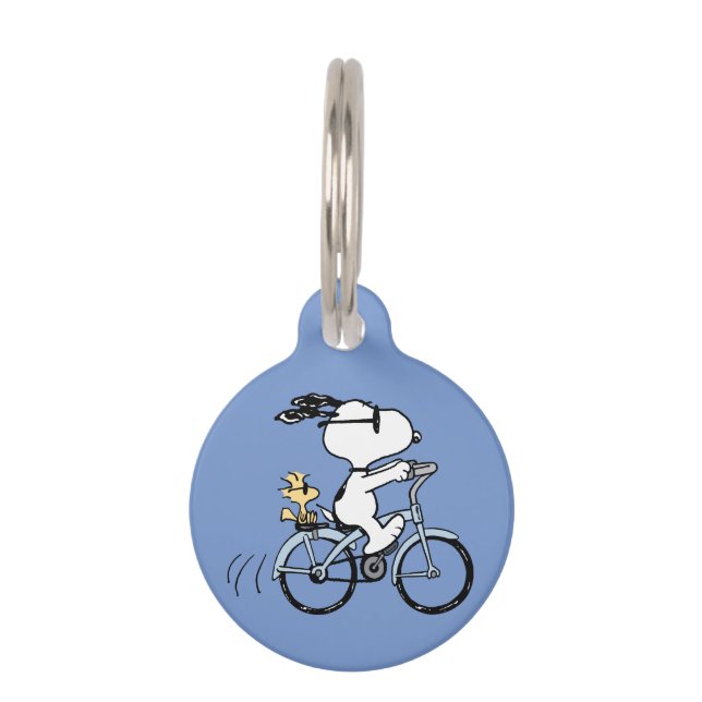 Placa Para Mascotas Cacahuetes | Bicicleta Snoopy & Woodstock (Anverso)