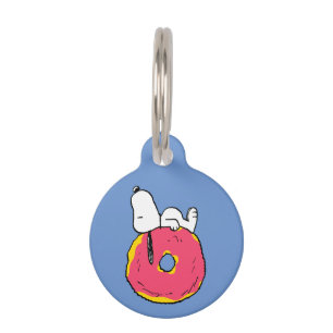 Placa Para Mascotas Cacahuetes   Donut rosado Snoopy