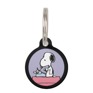 Placa Para Mascotas Cacahuetes   Esnoopia en la máquina de escribir