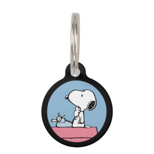 Placa Para Mascotas Cacahuetes   Esnoopia en la máquina de escribir