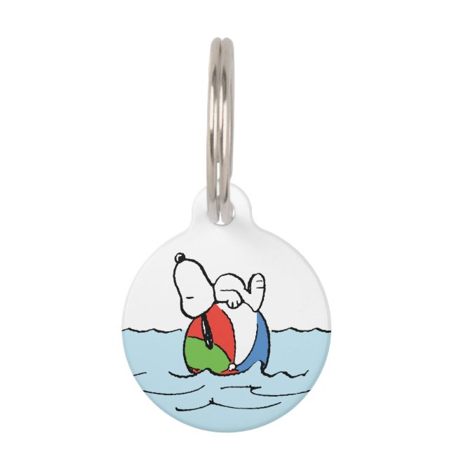 Placa Para Mascotas Cacahuetes | Playa Snoopy Beach Ball (Anverso)