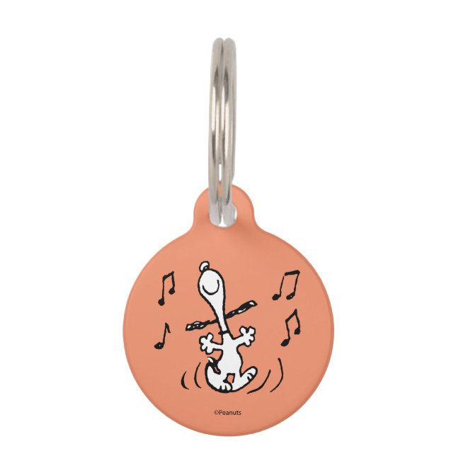 Placa Para Mascotas Cacahuetes | Snoopy Bailando (Anverso)