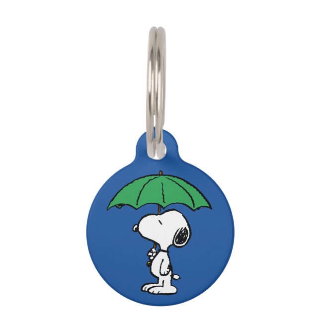 Placa Para Mascotas Cacahuetes | Snoopy Green Umbrella (Anverso)