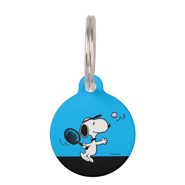 Placa Para Mascotas Cacahuetes | Snoopy Juega Al Tenis (Anverso)