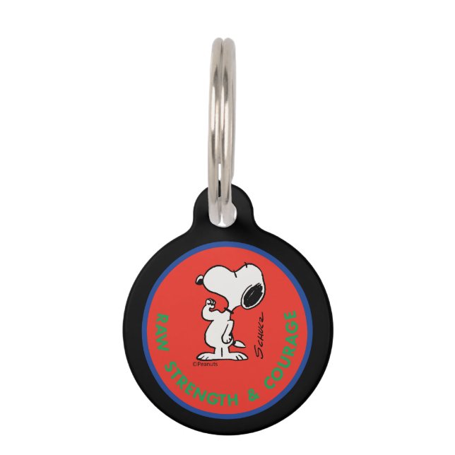 Placa Para Mascotas Cacahuetes | Snoopy Raw Strength & Courage Badge (Anverso)