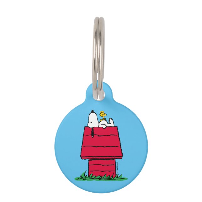 Placa Para Mascotas Cacahuetes | Snoopy & Woodstock Doghouse (Anverso)