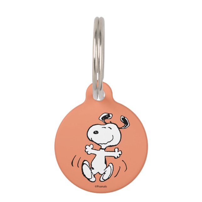 Placa Para Mascotas Cacahuetes | Un feliz baile de Snoopy (Anverso)