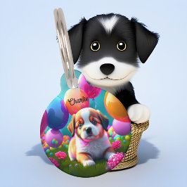 Placa Para Mascotas Cachorro adorable con globos - dulce 