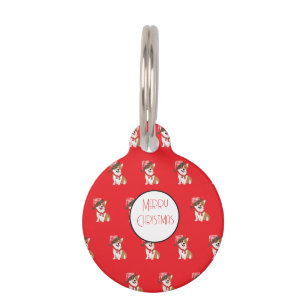 Placa Para Mascotas Cachorro adorable de vacaciones con sombrero de Sa
