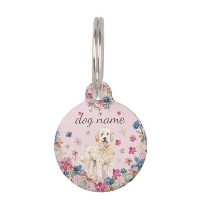 Placa Para Mascotas cachorro de perro Goldendoodle (Anverso)