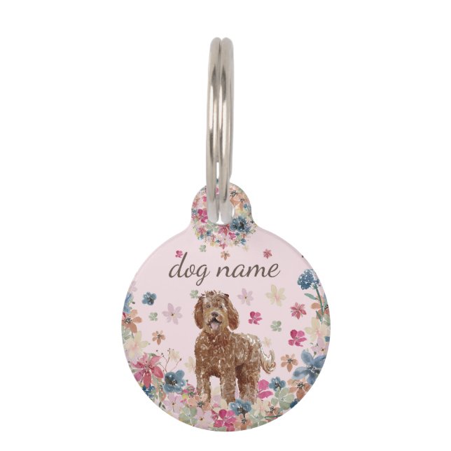 Placa Para Mascotas cachorro de perro Labradoodle (Anverso)
