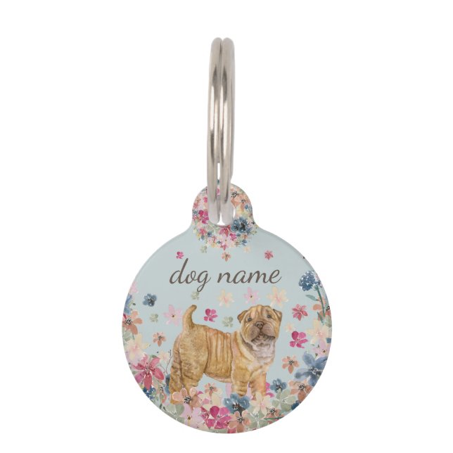 Placa Para Mascotas Cachorro de perro Shar Pei (Anverso)