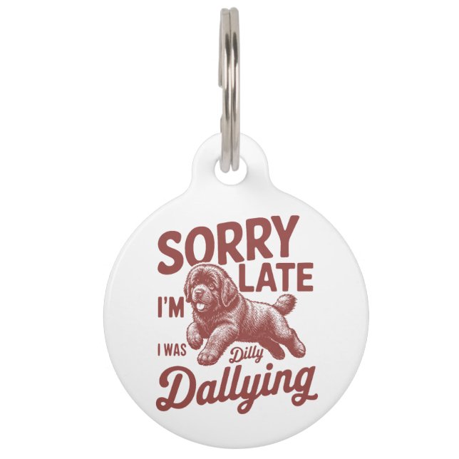 Placa Para Mascotas Cachorro de Terranova Dilly Dally (Anverso)