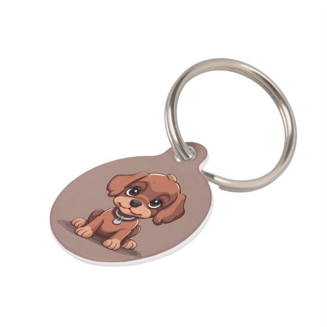 Placa Para Mascotas Cachorro marrón lindo (Lateral)