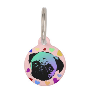 Placa Para Mascotas Cachorro Pug PopArt Estilo Retro