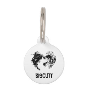Placa Para Mascotas Cachorro Shih tzu moderno personalizado con nombre