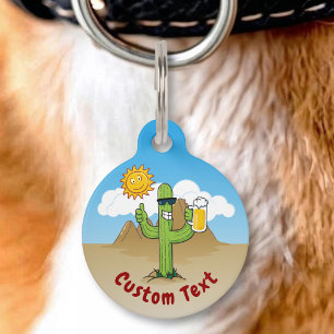 Placa Para Mascotas Cactus con cerveza
