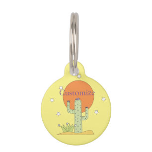Placa Para Mascotas Cactus del desierto Sun Thunder_Cove