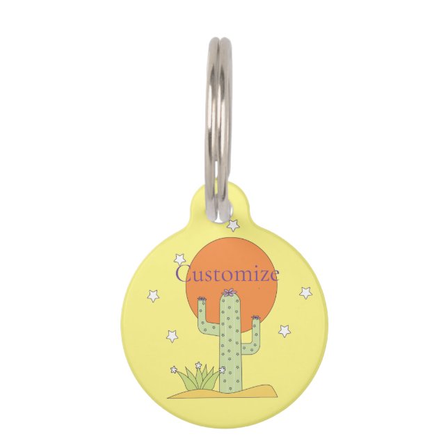 Placa Para Mascotas Cactus del desierto Sun Thunder_Cove (Anverso)