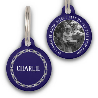 Placa Para Mascotas Cadena de nombre y foto de Protector de Mascotas S