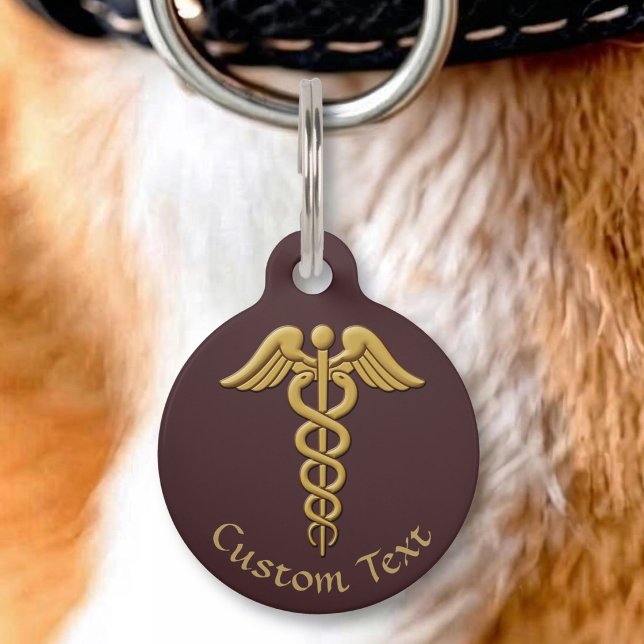Placa Para Mascotas Caduceo de doble serpiente dorada (Subido por el creador)
