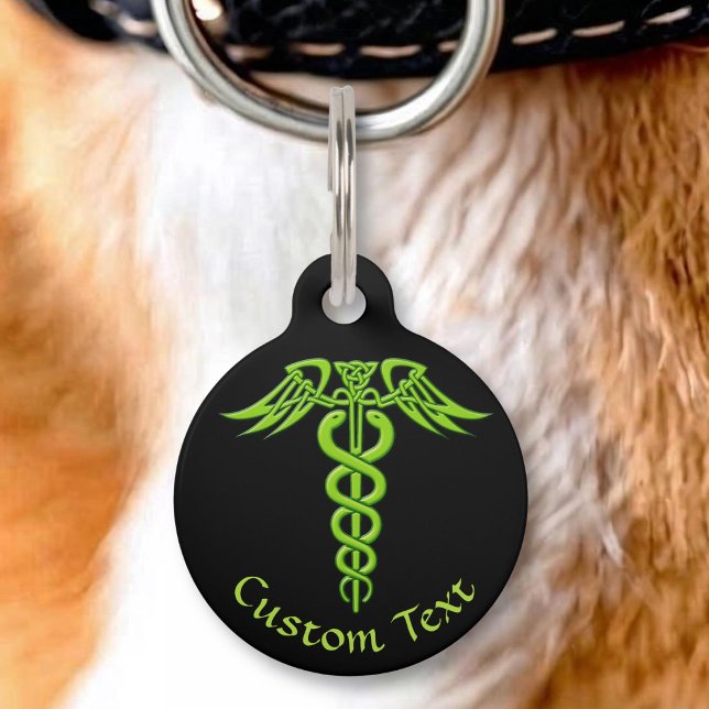 Placa Para Mascotas Caduceo Nudo Celta Verde (Subido por el creador)
